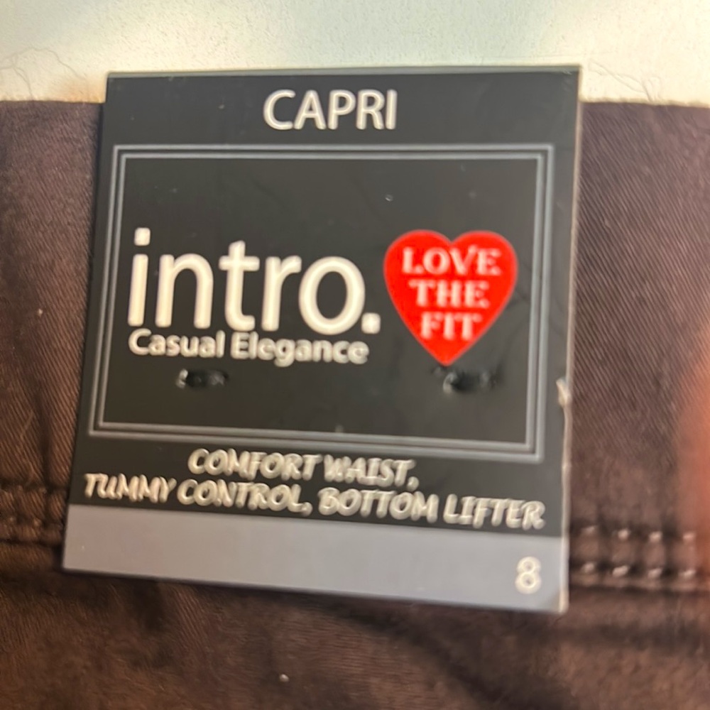 NWT⭐️INTRO Capri PANTS Brown🤎Comfort Waist; Tummy Control; Bottom Lifter Size 8 - Picture 5 of 14